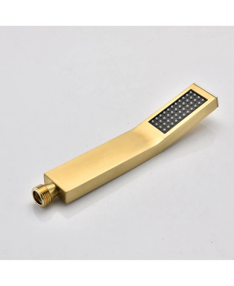 Rainsken 12" Rain Brushed Gold Shower Head Systems Wall Mounted Shower Full Body Coverage Square Shower Head