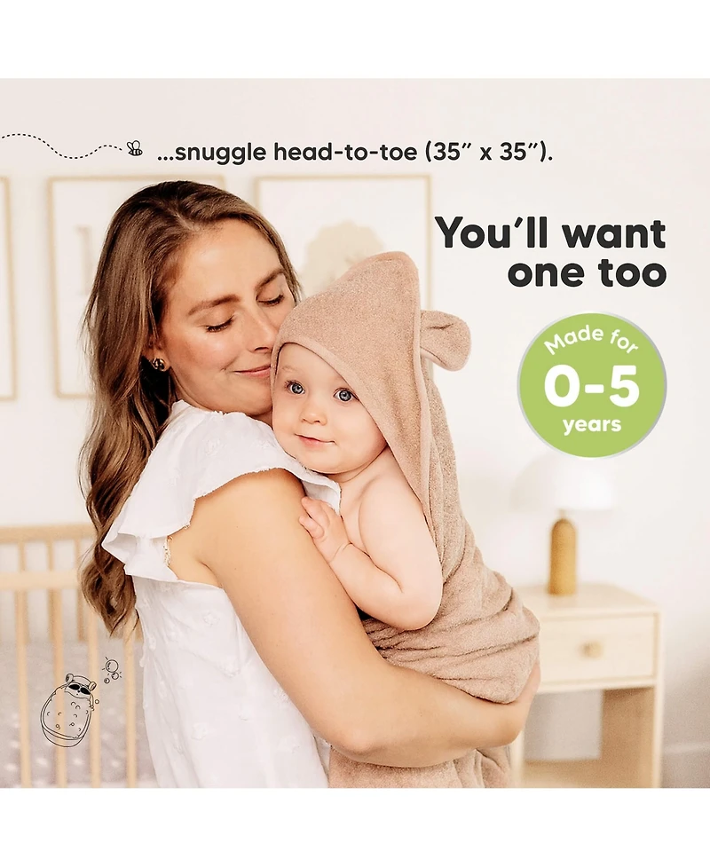 KeaBabies 2pk Snuggle Baby Towels with Hood for Newborn Girls, Boys, Toddlers, Soft & Absorbent Hooded Bath