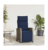 vidaXL Reclining Garden Chair Grey, Navy Blue