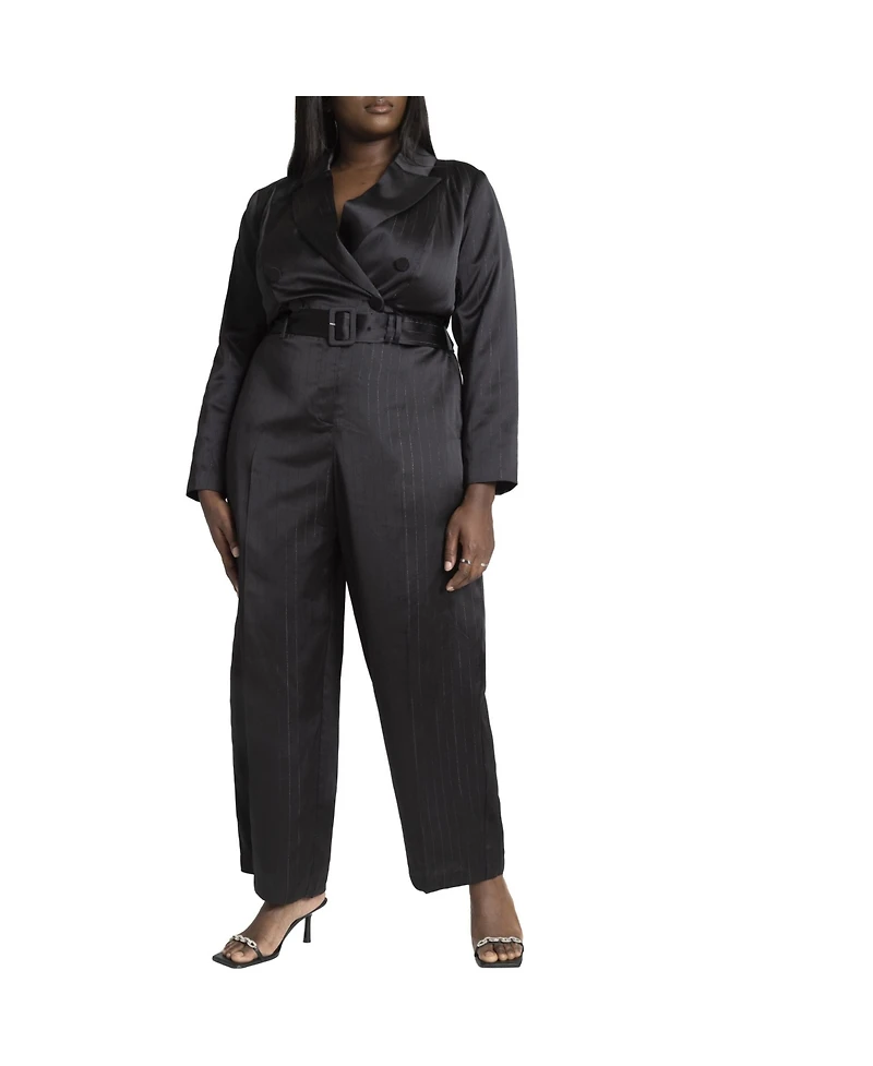 Eloquii Women's Pinstripe Blazer Jumpsuit