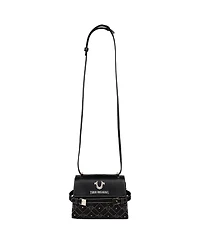 True Religion Studded Denim Flap Crossbody Bag