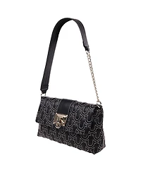 True Religion Horseshoe Quilt Logo Plaque Flap Shoulder Bag