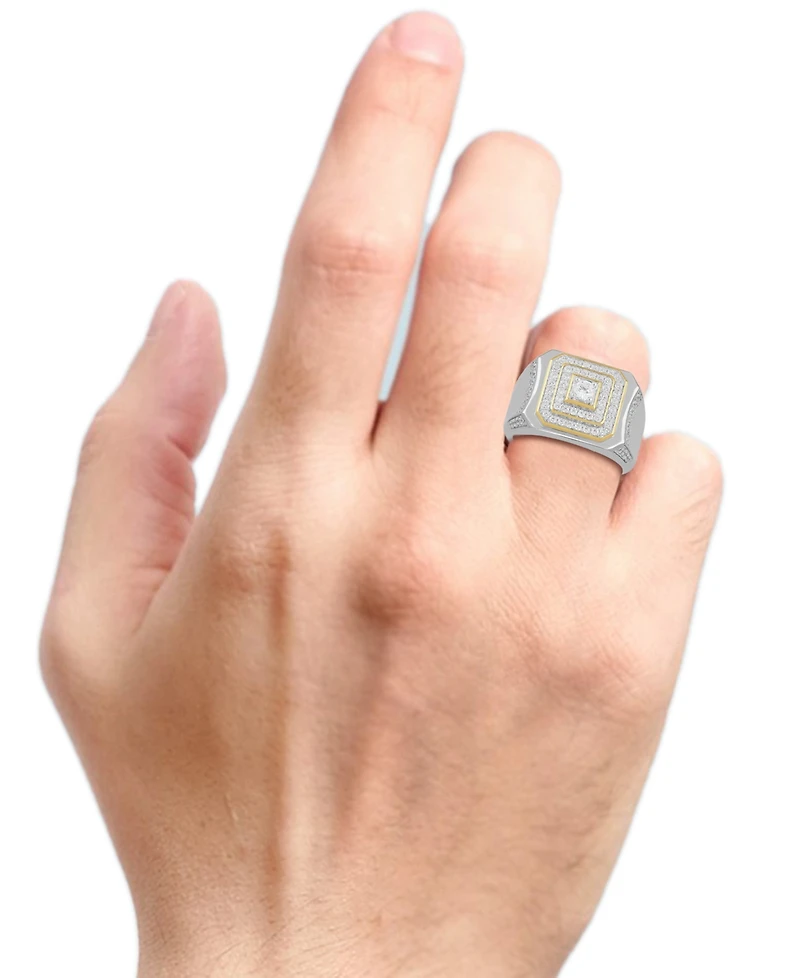 Macy's Men's Diamond Ring (1 ct. t.w.) in Yellow Gold Plated Sterling Silver