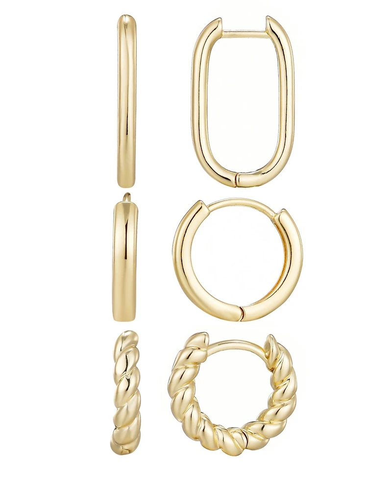 Adornia Gold Plated Hoop Earrings Set