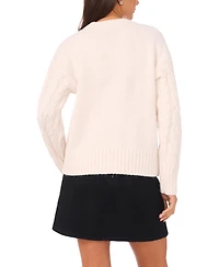 Vince Camuto Women's Sequin Cable Long Sleeve Sweater