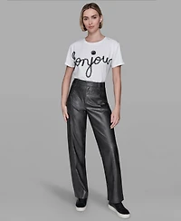 Karl Lagerfeld Paris Women's High-Rise Shimmer Pants