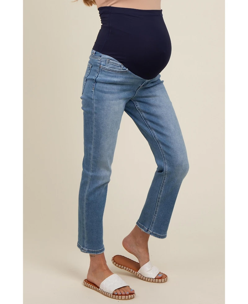 Pinkblush Maternity Blue Slim Straight Ankle Crop Jeans