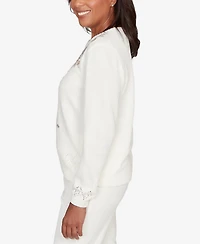 Alfred Dunner Vienna Floral Embroidered Chenille Sweater