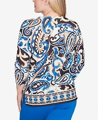 Alfred Dunner Barcelona Paisley Knit Top with Necklace
