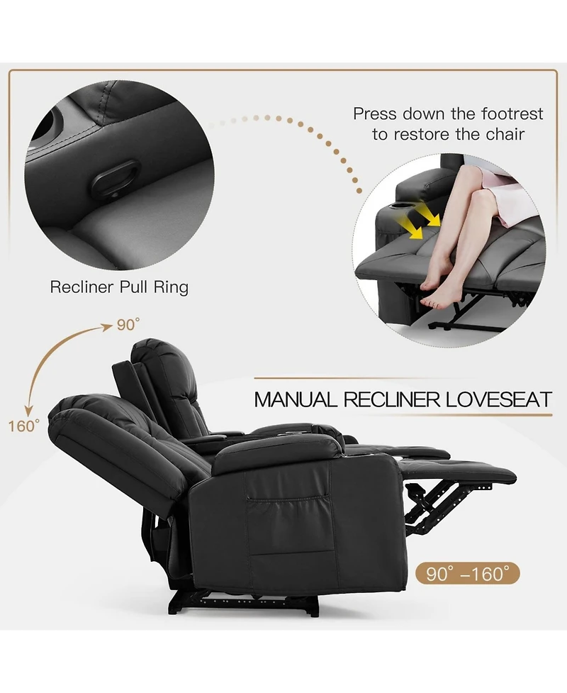 Aecojoy 3 Seater Recliner Sofa with Console&Bluetooth Speakers, Manual Rv Sofa Couch