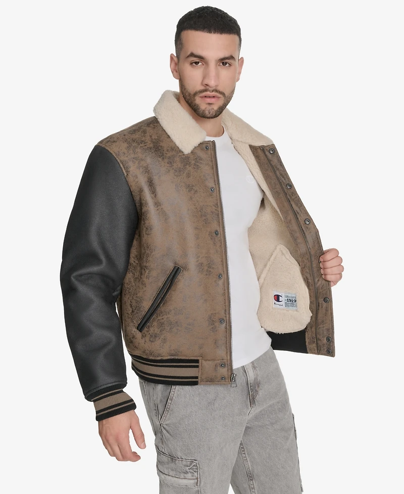 Champion Men's Faux Shearling Varsity Jacket