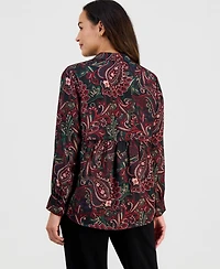 Jones New York Petite Printed Long-Sleeve Blouse