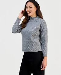 Jones New York Petite Mock-Neck Long-Sleeve Sweater