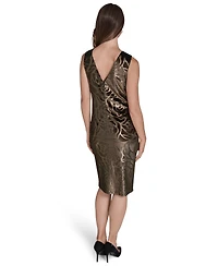 Halston Women's Sleeveless Embossed Velvet Sheath Dress