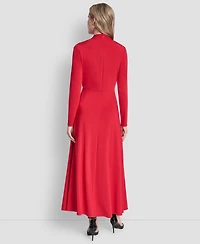 Dkny Women's Long Sleeve V-Neck O-Ring Dress