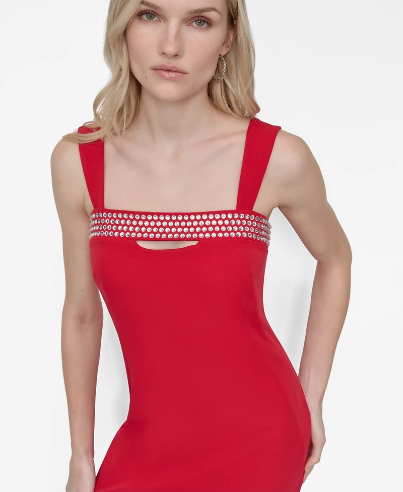 Dkny Women's Sleeveless Hotfix Embellished Sheath Dress