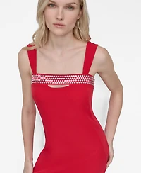 Dkny Women's Sleeveless Hotfix Embellished Sheath Dress