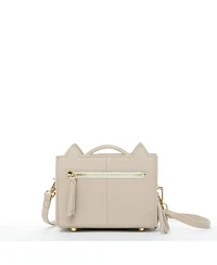 Pebble Leather Cat Crossbody Bag Cute Top Handle Purse Small Shoulder Handbag for Women & Girls with Gold Hardware and Detachable Strap