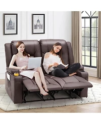 Aecojoy Loveseat Recliner with Cup Holders&Side Pockets