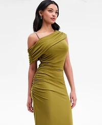 Rachel Roy Women's Asymmetrical Drape Beaded Strap Midi Dress