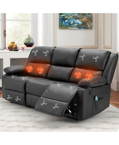 Aecojoy Recliner Couch with Massage&Heat Function, 3-Seat Wall Hunger Reclining Sofa