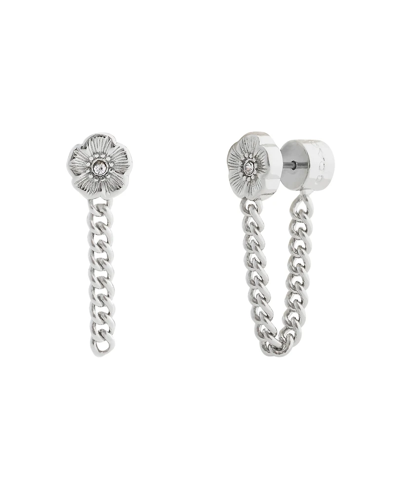 Coach Faux Stone Signature Tea Rose Front Back Earrings