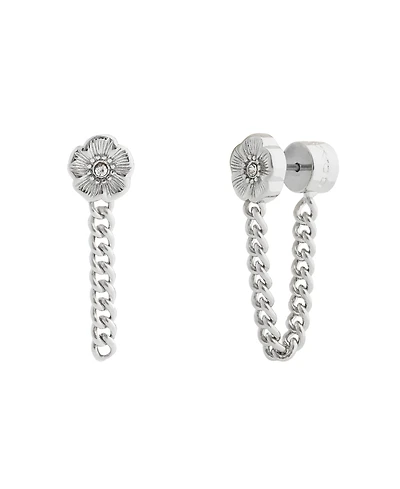 Coach Faux Stone Signature Tea Rose Front Back Earrings