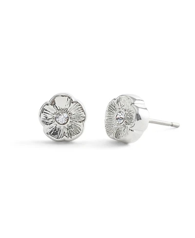 Coach Faux Stone Signature Tea Rose Stud Earrings