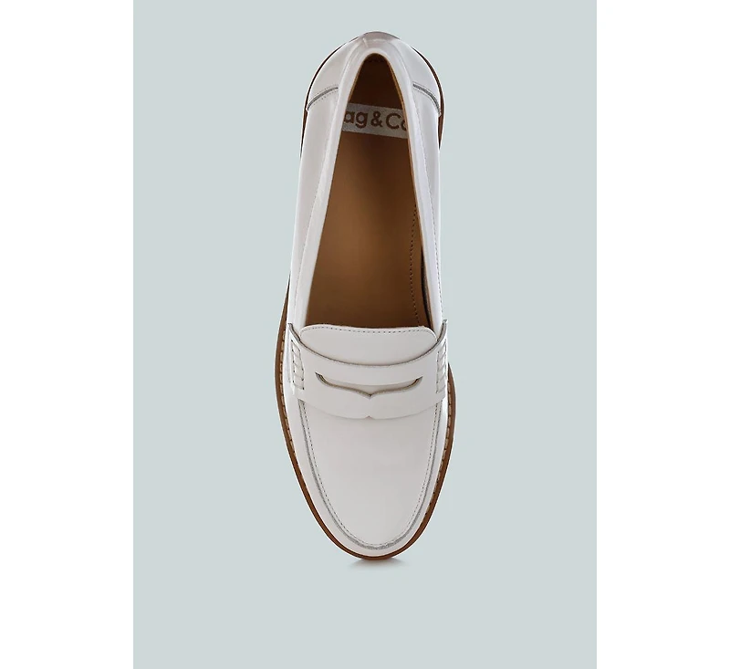 Roxana Real Leather Penny Strap Loafers Women
