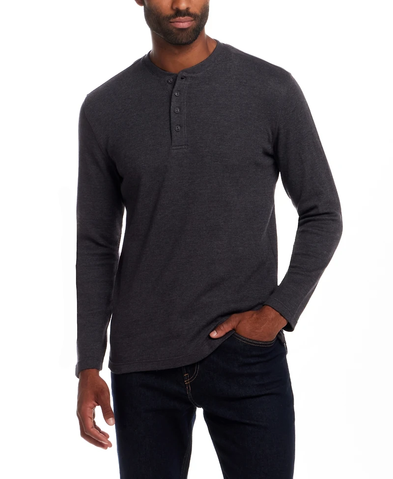 Weatherproof Vintage Men's Long Sleeve Waffle Henley Neck T-Shirt