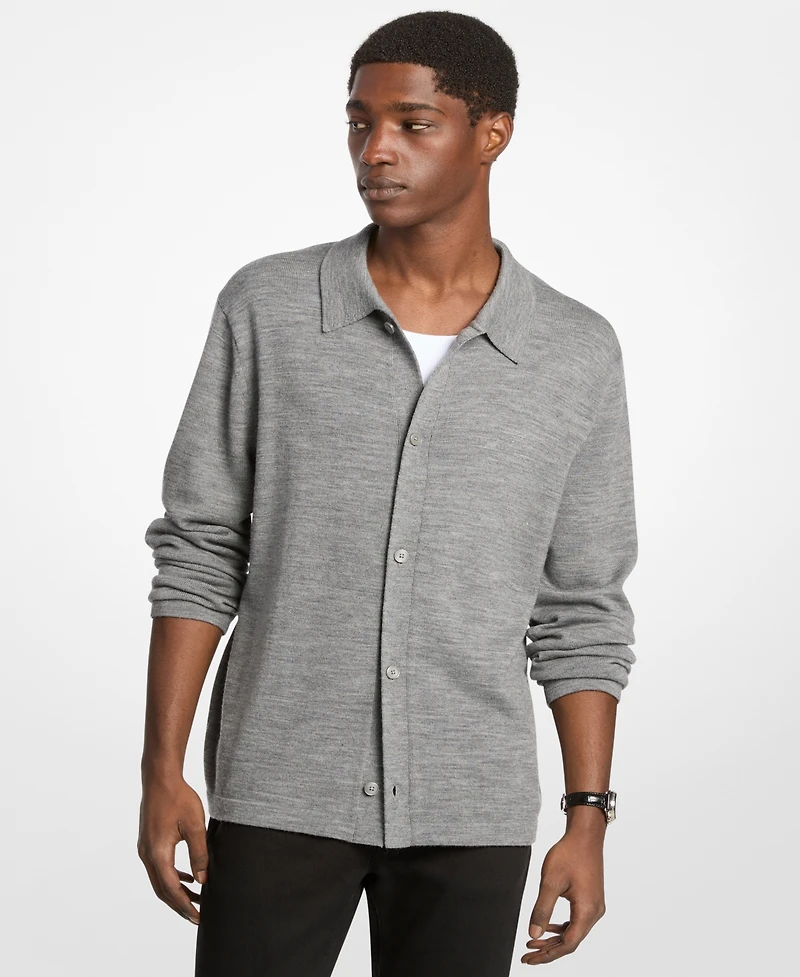 Michael Kors Men's Wool Collared Cardigan Sweater