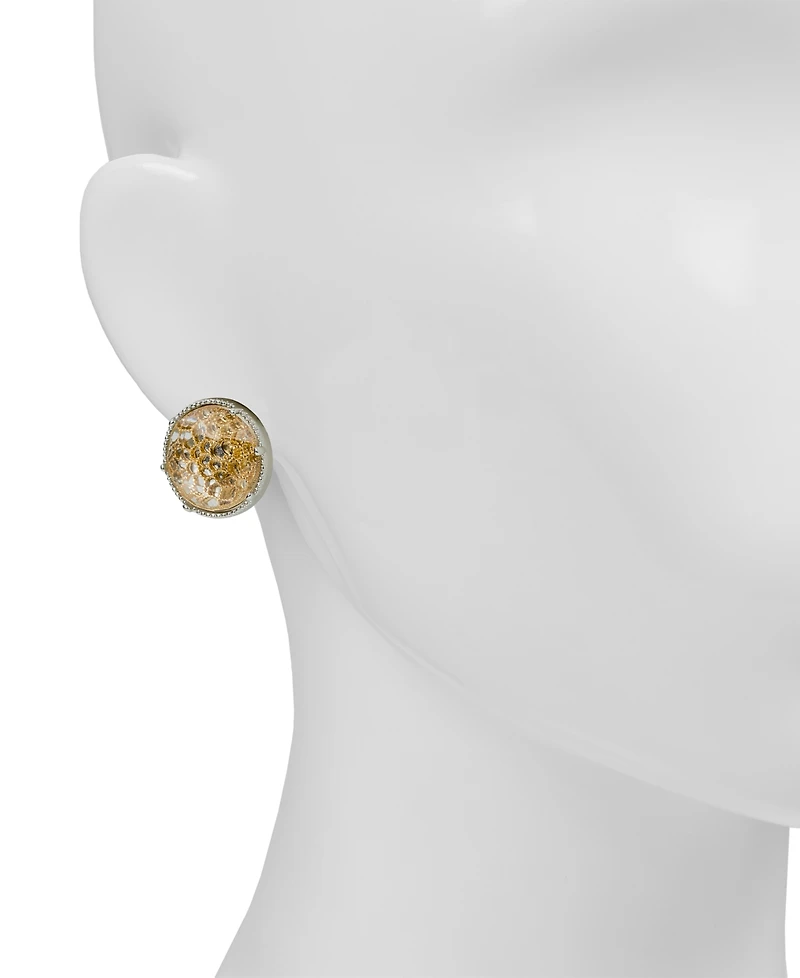 Patricia Nash Resin Stone Matte Gold-Tone and Rhodium Button Post Earrings