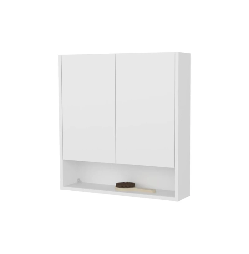 Fm Furniture Gaviota Wall-Mounted Medicine Cabinet, Two Doors, Three Interior Shelves, Modern Bathroom Storage Unit, White