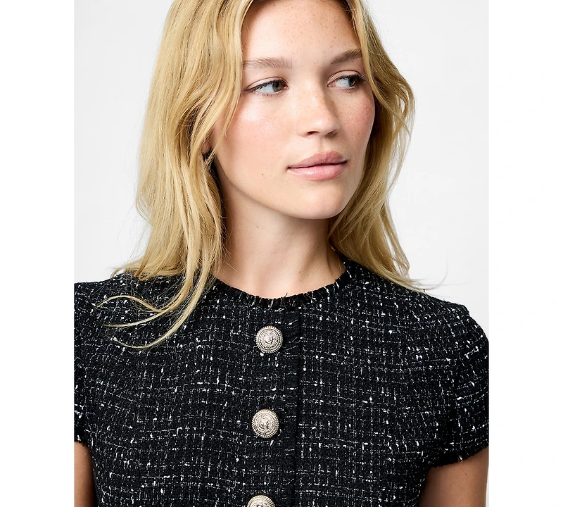 Fcuk Women's Speckled Tweed Pleated Mini Dress
