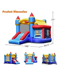 Gymax Kids Inflatable Bounce House Castle Bouncer Slide Without Blower