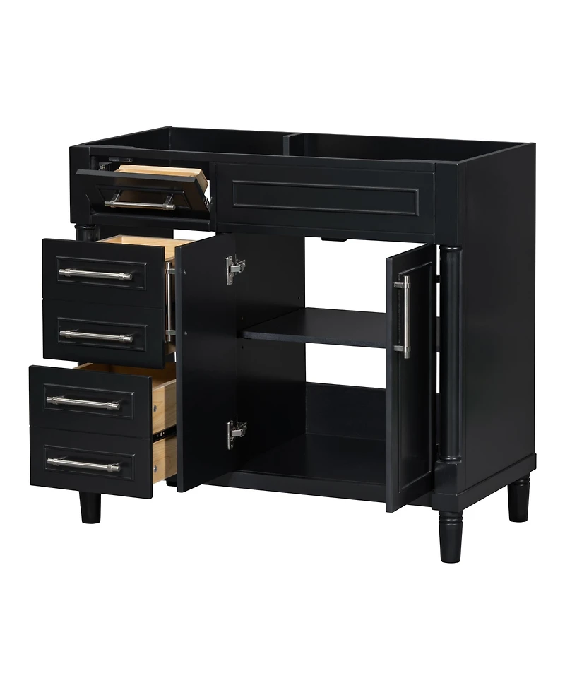 Lovmor 36inch Bathroom Vanity without Sink Freestanding Bathroom Storage Cabinet with 2 Drawers Only Height Adjustable Shelf