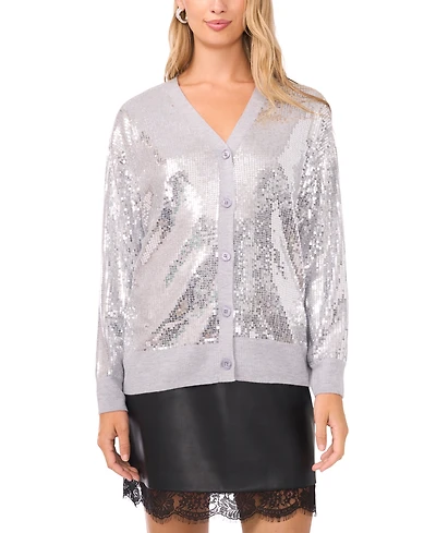 Vince Camuto Women's Sequin Long Sleeves Cardigan Sweater