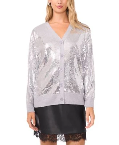 Vince Camuto Womens Sequined V Neck Cardigan Sweater