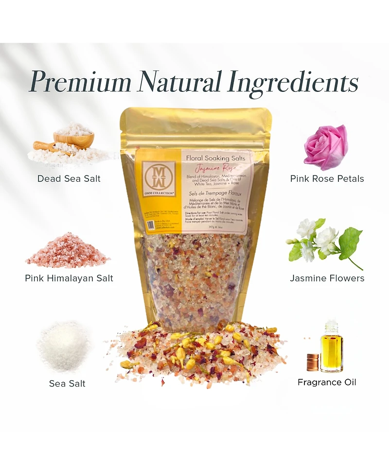 Omm Collection Floral Soaking Bath Salts Jasmin Rose Bag 14oz