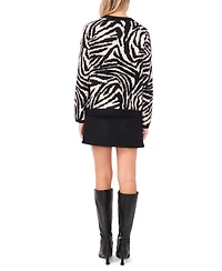Vince Camuto Women's Zebra Jacquard Long Sleeves Sweater
