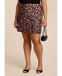 Eloquii Women's Leopard Print Mini Skirt