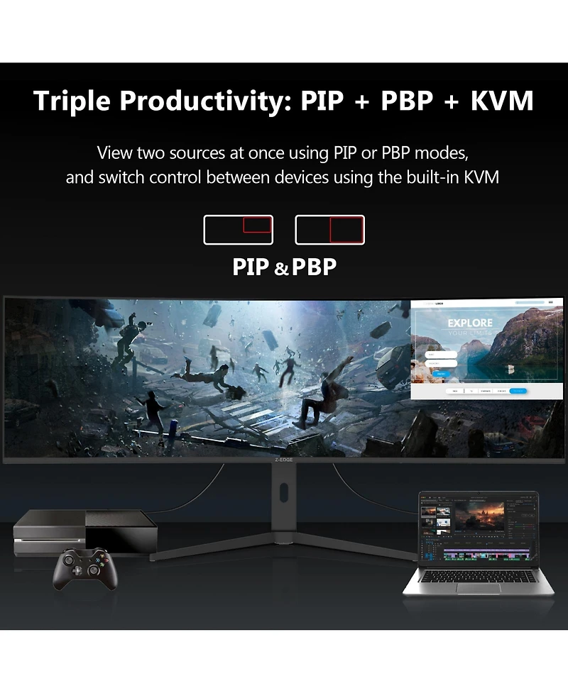 UG49W 49 inch Super Ultra Wide Dqhd 5120 x 1440 144Hz 1ms 3800R Curved Gaming Monitor
