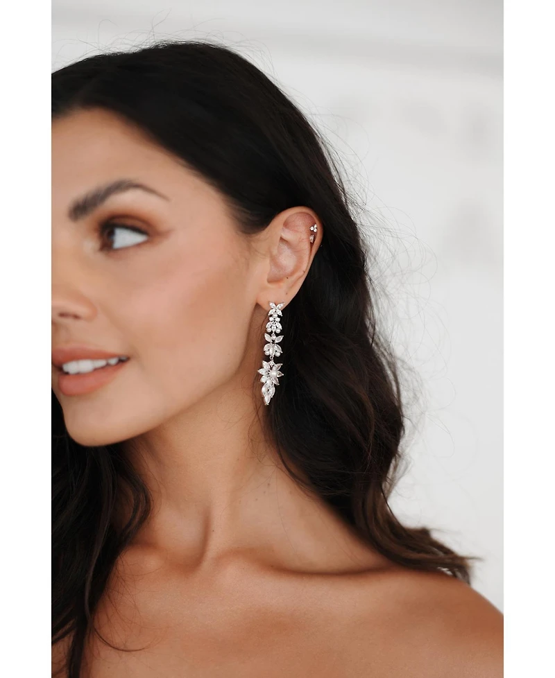 Rosette Crystal Drop Earrings