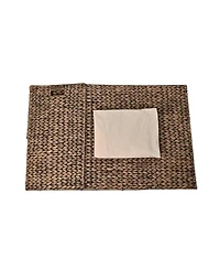 Sawyer 24" Classic Farmhouse Hand-Woven Hyacinth 2-Section Collapsible Laundry Hamper with Washable Liner