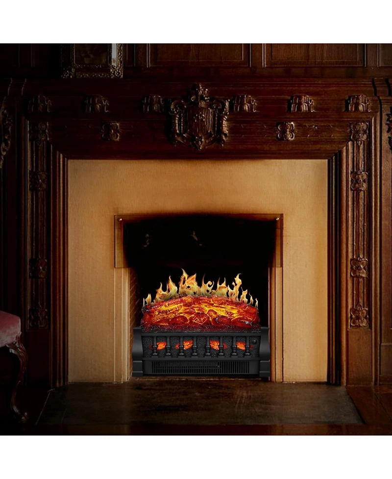 Cowsar 20" Freestanding Electric Fireplace Insert Log Set,Fireplace Insert Heater with 5 Flame Speeds and Brightness,Overheat Protection,750W/150