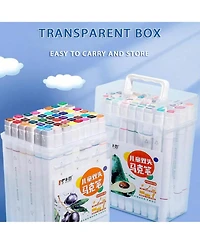 Htutwoo 36 Colors Ended Watercolor Marker Pens With Portable Carrying Case For School Art Drawing, School Stationery, Colorful Back To School