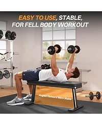 Flat Bench 1455LBS Weight Bench for Home Gym Workout Bench with Adjustable foot Caps Multipurpose Strength Training Bench Press for Full Body Workout