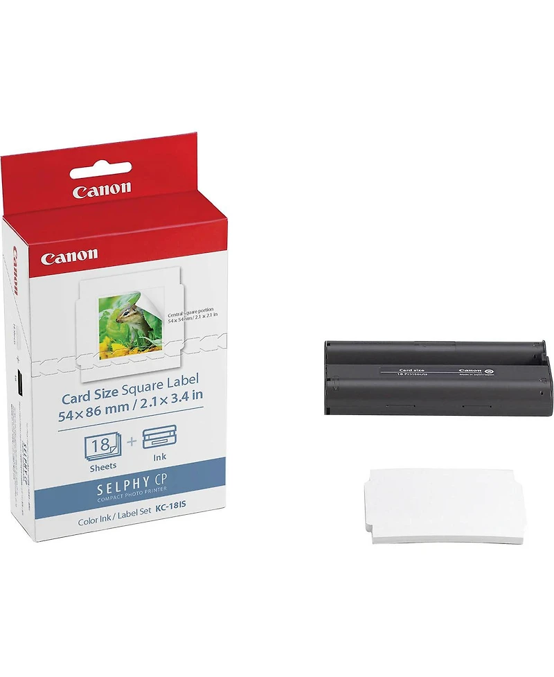 Canon Kc-18IS Card Size Square Label Ink and Paper Set for Selphy CP900/CP910 Photo Printer, 18 Sheets, 2-Pack