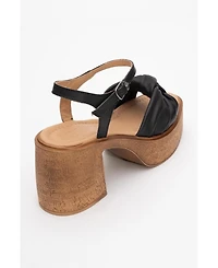 Forever & Always Shoes Tily Platform Wedge Leather Sandal (Women)