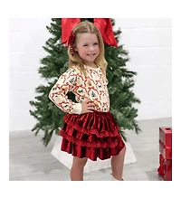 Sweet Wink Baby Girls Ruby Red Velvet Tiered Christmas Tutu Skirt